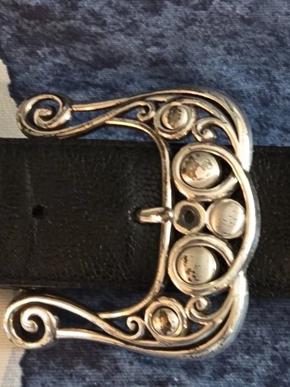 Brighton Women's Belt Black Solid 1 1/2 Wide Adjustable Buckle Size 32 Regular